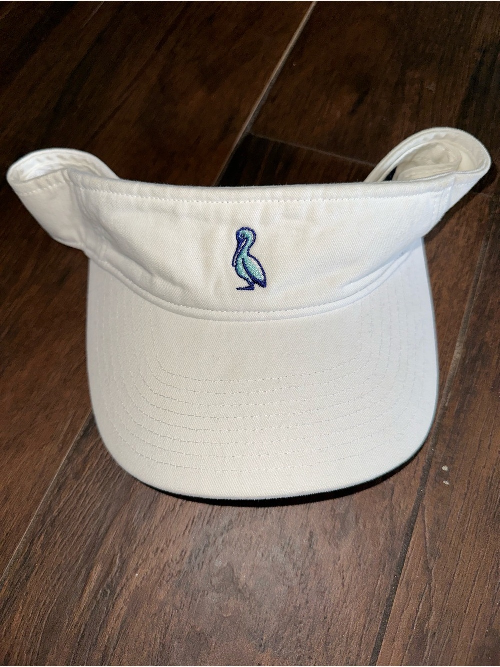 White Visor with Embroidered Pelican Beach Boat Coastal Golf Fishing Hat